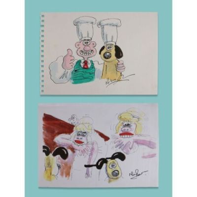 Wallace & Gromit: a Matter of Loaf And Death (2008) | . Hand-Painted Chef Wallace and Chef Gromit Concept Artwork by Nick Park with Signed Production Artwork Print | Propstore