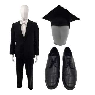 Saltburn Michael Gavey (Ewan Mitchell) Screen Worn Dress Shoes, Graduation Cap, Suit Jacket, Suit Trousers, Dress Shirt & Bow Tie Ch 5 Sc 56 | VIP Fan Auctions