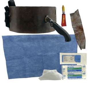 Lot #126: Road House Dalton Screen Used Super Glue, Tape, Medical Supplies, Rig Plate & Stunt Knife