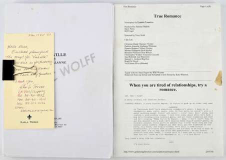 The Mark Wolff Collection: Two Original Production Scripts, Quentin Tarantino’s True Romance (1993)… | Ewbank’s