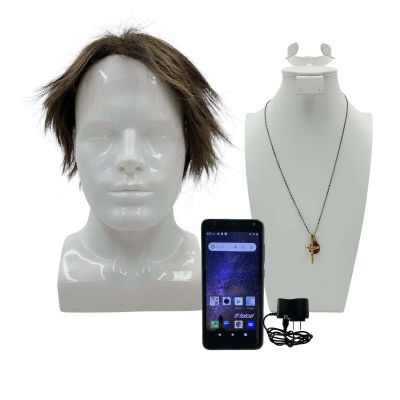 Blink Twice Cody Screen Worn Necklace W/Cross And Stone, Wig & Cellphone And Charger Ch 0,1-4,4a-4c,5-7 Sc Multiple | VIP Fan Auctions