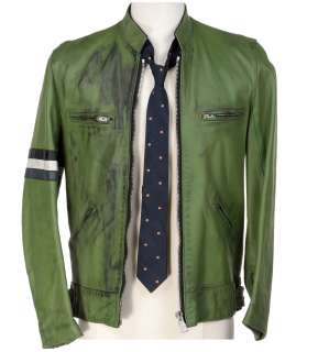 Dirk Gently’s Holistic Detective Agency | Samuel Barnett ’Dirk Gently’ signature green leather jacket & peach patterned tie from Dirk Gently’s | Profiles in History