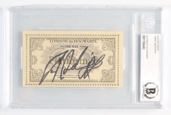 Daniel Radcliffe as Harry Potter in Harry Potter (Beckett Encapsulated) Signed Hogwarts Express Prop Replica Train Ticket | SWAU