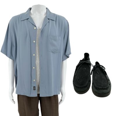 Lot 35: The Wrecking Crew James Hale Screen Worn Button-Up Shirt, Tank Top, Pants & Shoes Ch 3 Sc Multiple | VIP Fan Auctions