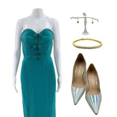 Relationship Goals Brenda Phelps Screen Worn Evening Dress, Bracelet, Earrings & Heels Ch 21 Sc 99 | VIP Fan Auctions
