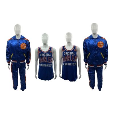 Lot 26: Marty Supreme Harlem Globetrotters Screen Worn (2) 2-Piece Harlem Globetrotter Warm Up Sets, Harlem Globetrotter #14 Jersey & Harlem Globetrotter #54 Jersey | VIP Fan Auctions
