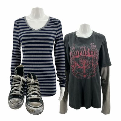 Lot 18: The Drama Young Emma Screen Worn (2) Shirts & Tennis Shoes Ch 17, 18 Sc X104, 49 | VIP Fan Auctions