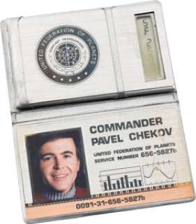 Walter Koenig "Chekov" Starfleet ID from Star Trek IV: The Voyage Home (Paramount, 1986).