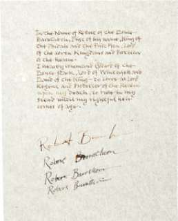 King Robert Baratheon (Mark Addy) Proclamation (Practice Signatures) from Game of Thrones (HBO® Original 2011-2019, Season 1).