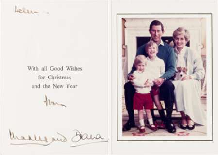 Princess Diana and Prince Charles Signed Royal Family Christmas Card (ca. 1980s). | Heritage