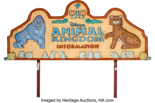 Walt Disney World® Resort - Disney’s Animal Kingdom® Theme Park Original Park-Used Information Kiosk Sign 105" x 70" x 10" (The Walt Disney Company, c. 1998). | Heritage