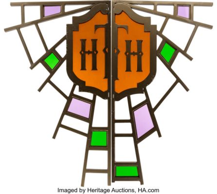 Disneyland® Resort - Disney California Adventure® - "The Twilight Zone™ Tower of Terror" Original Park-Used Halloween Faux Stained-Glass Lamppost Decoration Pair (The Walt Disney Company, c. 2000s). (Total: 2) | Heritage