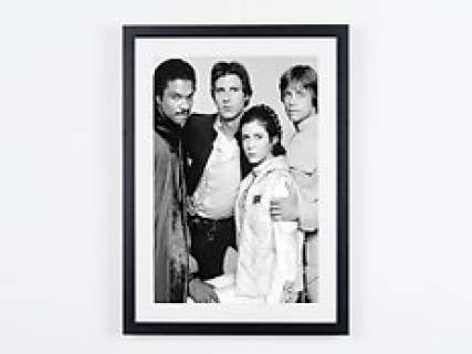 Luke Skywalker, Han Solo, Leia Organa, and Lando Calrissian , Star Wars - Star Wars, Luke Skywalker, Han Solo, Leia Organa, and Lando Calrissian - Wooden Framed 70X50 cm - Limited Edition Nr 01 of 50 - Serial ID 16676 - - Framed, with numbered COA, Hologram and QR Code