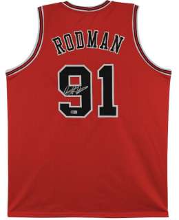 Double Team - NBA - Dennis Rodman - Autograph - Red Custom Basketball Jersey - With COA | Catawiki