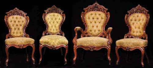 Lot 225 - Lot of four (4) American Rococo chairs Little Women