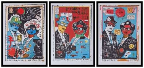 Emma Wildfang - Emma Wildfang - Triptychon Blues Brothers "Icons as Still Life - series Jean-Michel Basquiat" | Catawiki