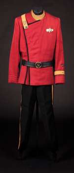 Lot 1009 - Complete maroon uniform with George Takei shirt and pants from Star Trek II-VI