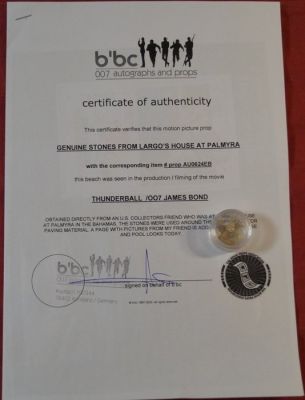 James Bond 007: Thunderball - Movie Prop Original Thunderball - Palmyra Stones Prop Bahamas Top Rar with COA | Catawiki