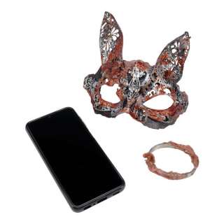 The Fall of the House of Usher | Morelle ’Morrie’ Usher’s (Crystal Balint) Bloody Rave Mask with Acid Rain Bracelet and Burner Phone | Propstore