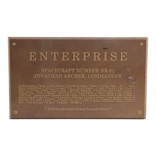 STAR TREK: ENTERPRISE (T.V. SERIES, 2001-2002) - Lot #320 : Michael and Denise Okuda Collection: Michael Okuda-Signed Enterprise Dedication Plaque