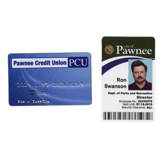PARKS AND RECREATION (2009-2015) - Lot #1242 : Ron Swanson‘s (Nick Offerman) City of Pawnee ID and PCU Credit Card