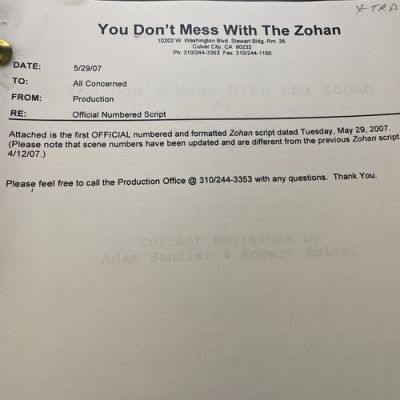 YOU DON’T MESS WITH THE ZOHAN FIRST OFFICIAL NUMBERED SCRIPT (2007) ADAM SANDLER | eBay US (Buy It Now)