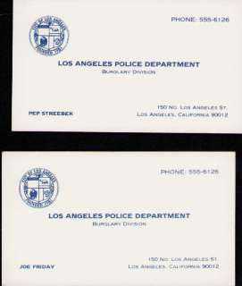 Dragnet pair of prop business cards | Piece of the Past