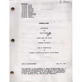 Set of Script and Storyboards from Jurassic Park | Blacksparrow