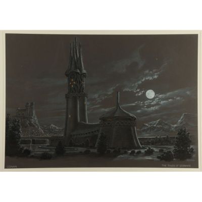 CONAN THE BARBARIAN (1982) - Lot #105 : Hand-Drawn Ron Cobb "The Tower of Serpents" Artwork