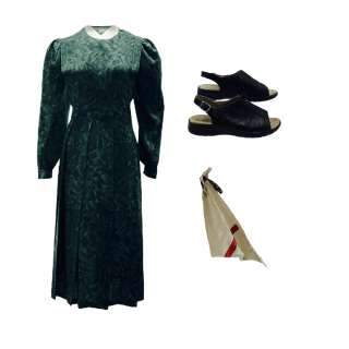 Lot 56 - Women Talking Mariche‘s Jessie Buckley Long Sleeve Dress, Sling & Sandals
