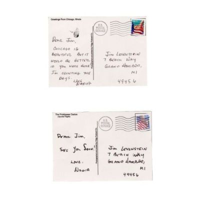 AMERICAN PIE 2 (2001) - Lot #457 : Jim Levenstein‘s (Jason Biggs) Screen-Matched Philadelphia Postcard from Nadia (Shannon Elizabeth) with Chicago Postcard