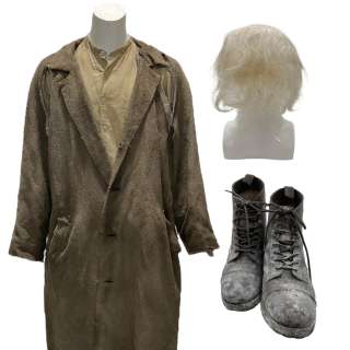 Lot #67: Beau is Afraid Beau Wassermann Joaquin Phoenix Screen Worn Coat, Button-Up Shirt, Jeans, Suspenders, Wig & Boots Ch 8 Sc 86 Stg Stage 3