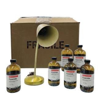 Opus Ariel Ecton (Ayo Edebiri) Screen Used Golden Lamp, 6 Cyanide Bottles & Box | VIP Fan Auctions