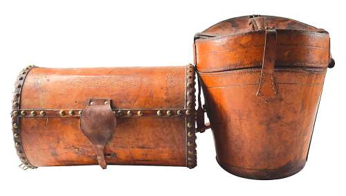 Old Tucson Studios: Antique Leather Carrying Case and Hat Box | RR Auction