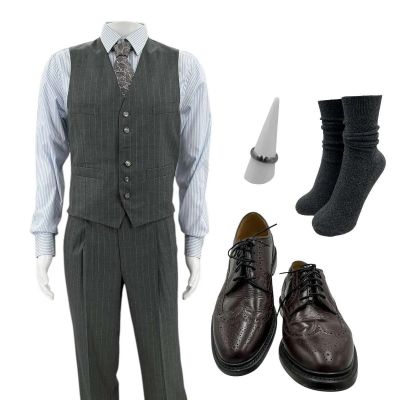Lot 166: Play Dirty Lozini Screen Worn Vest, Button-Up Shirt, Pants, Tie, Socks, Rings & Dress Shoes Ch 2 Sc 44 | VIP Fan Auctions