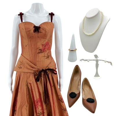 Hedda Thea Screen Worn Stunt Double Evening Dress, Earrings, Necklace, Ring & Heels Ch 5 Sc 65, 69,77 | VIP Fan Auctions