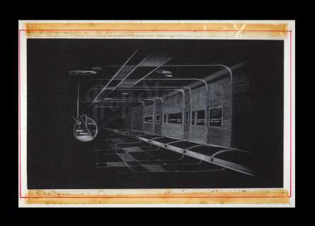 Harry Lange Auction - Lot 31 - Hand-Drawn White Pencil Drawing of Death Star Interior and Interrogation Droid