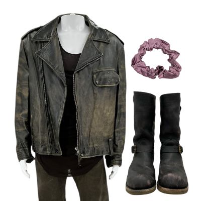 Lot 94: The Wrecking Crew Jonny Hale Screen Worn Stunt Double Jacket, Singlet, Jeans, Scrunchie & Boots Ch 3 Sc Multiple | VIP Fan Auctions