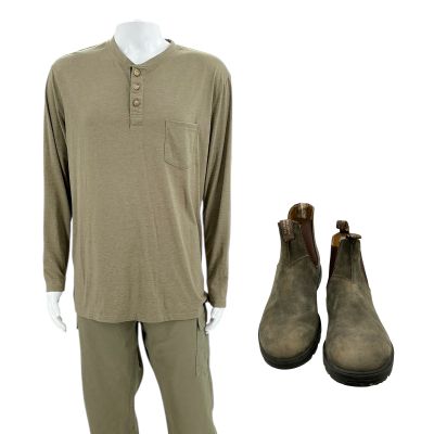 Lot 7: Mercy Rob Nelson Screen Worn Stunt Double Long Sleeves Shirt, Pants & Boots Ch 1 Sc Multiple | VIP Fan Auctions