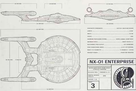 Star Trek - Lot 108 - TECHNICAL DRAWINGS OF THE STARSHIP ENTERPRISE NX-01