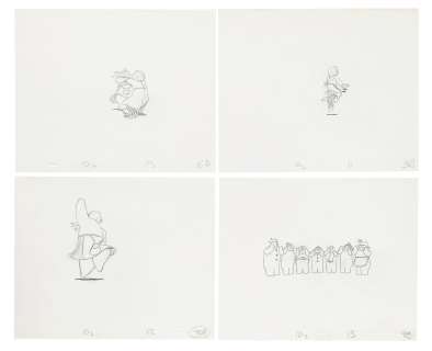 The Snowman: Four original animation drawings of James and the party scene, 1982, 4 | Bonhams