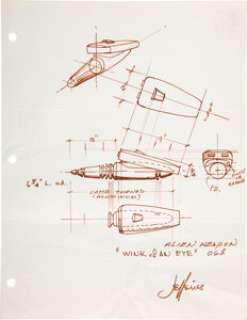 "Scalosian" Disrupter Sketch by Matt Jeffries for Episode: "Wink of an Eye" of Star Trek: The Original Series (Paramount TV, 1966-1969).