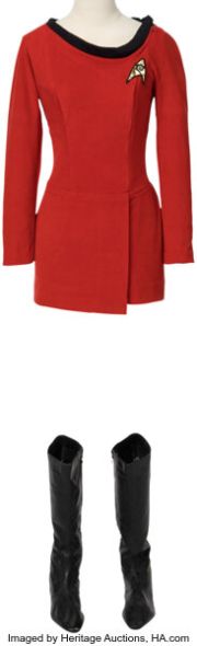Star Trek: The Original Series (Paramount TV, 1966-1969), Grace Lee Whitney "Yeoman Janice Rand" Signature Starfleet Red Duty Uniform and Boots with Signed Photo. (Total: 3 Items) | Heritage