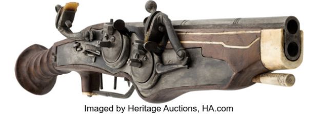 Keira Knightley "Elizabeth Swann" Photo-Matched Hero Double Barrel Wheellock Pistol from Pirates of the Caribbean: At World’s End (Walt Disney, 2007). | Heritage