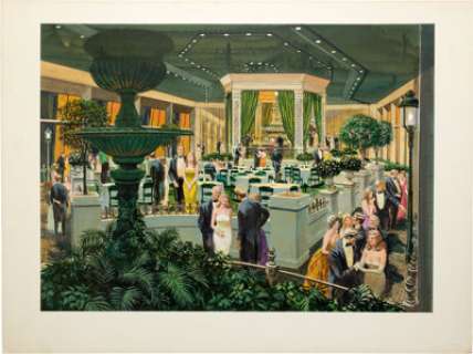 Oversize Concept Artwork of Promenade Room from The Towering Inferno (Irwin Allen Productions, 1974).