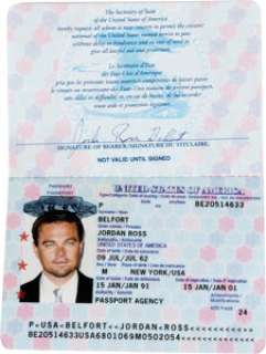 Wolf of Wall Street (Paramount, 2013), Leonardo DiCaprio "Jordan Belfort" Passport and Boarding Pass. | Heritage