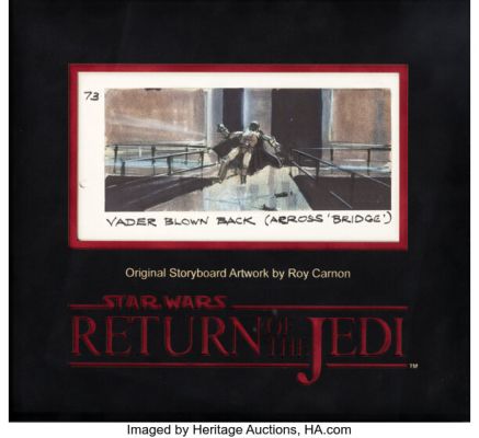 Star Wars: Episode VI - Return of the Jedi (TCF, 1983), Original Storyboard Panel Artwork, "Vader Blown Back", by Roy Carnon. | Heritage