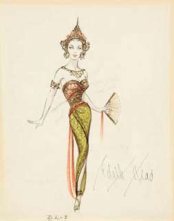 Edith Head costume sketch for Dorothy Lamour from Road to Bali | Profiles in History