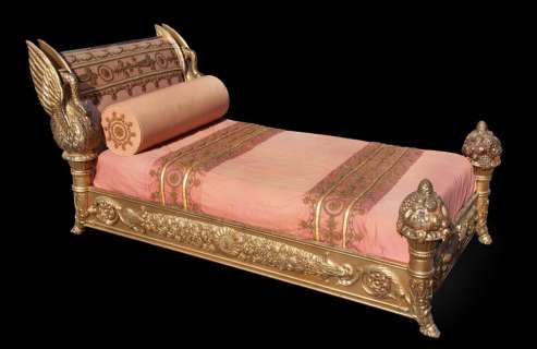 Lot 337 - Merle Oberon royal bed w/swan decoration from Desirée