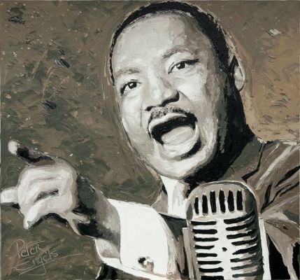 Peter Engels - "Martin Luther King - I Have A Dream" – Original Palette Knife Painting – Unique, Signed, | Catawiki